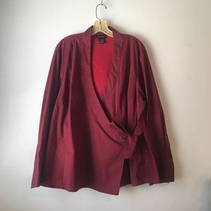 Burgundy Gradient Wrap Blouse